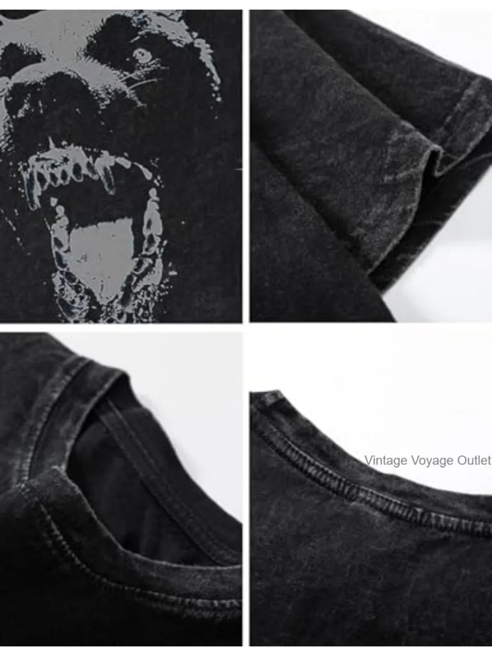 Oversized Washed Dog Graphic Tee Casual Streetwear Cotton Short Sleeve